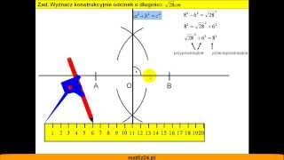 Konstrukcja odcinka o długości pierwiastek z dwudziestu ośmiu centymetrów  Matfiz24pl [upl. by Fosque153]