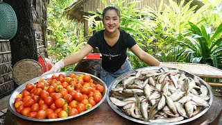 Amazing cooking skills Yummy braised fish cooking with tomato  Cooking with Sreypov [upl. by Nnateragram]