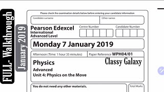 Edexcel IAL physics Unit 4 Jan 19  FULL walkthrough  Solution [upl. by Aisirtap230]