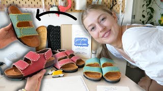 i DIYd my own shoes amp how you can DIY them too ✨ beginner friendly DIY leather sandals [upl. by Archibald511]