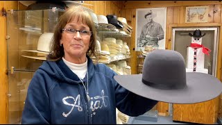 How to shape and cut a felt cowboy hat at the historic Emporium Western Store in Bakersfield Ca [upl. by Obnukotalo]