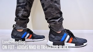 On Feet  Adidas NMD R1 TriColour Black [upl. by Ecadnac]