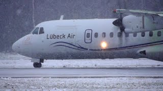 Flughafen Lübeck LBC Blankensee ATR 72500 AT75 DALBC Lübeck Air Start Schneefall 32° 15122022 [upl. by Sell]