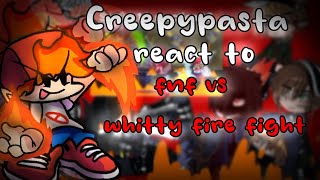 Creepypasta react to fnf Whitty Vs Boyfriend fire fight animation  Gachaclub  read deks [upl. by Bilicki]