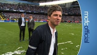 NOEL GALLAGHER GETS ARMBAND  City v West Ham Chapions 2014 [upl. by Aynotal]