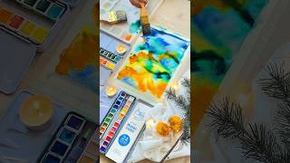 Watercolor  plastic wrap art watercolor artmaterial autumnart watercolorpainting artist [upl. by Irol]