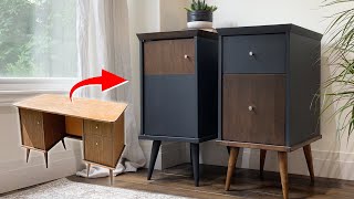 Turning an Old Desk into MidCentury Modern Nightstands [upl. by Acinnej347]