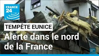 Tempête Eunice  cinq départements français en alerte orange alerte maximale étendue à Londres [upl. by Nanreik589]