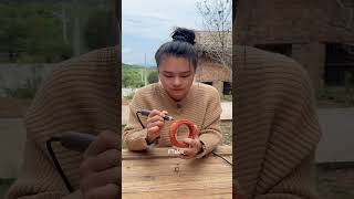 Poor girl build bracelet for Gradma 🚗😭 mini wood toy woodworking art skillwood hand shorts [upl. by Flori]