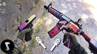 Guy Brings Real Life CSGO M4 Howl amp Glock 18 Fade to Airsoft Game [upl. by Shaylynn]