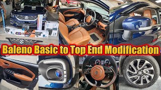 New Baleno 2023 Basic to Top End Modification  Car Sense Car Accessories  LED Lights Audio [upl. by Bea966]