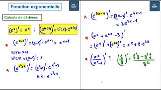 Fonction exponentielle Calculs de dérivées [upl. by Vokay]