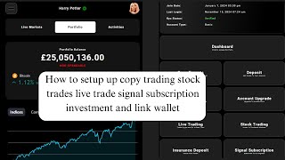 How to setup up copy trading stock trades live trade signal subscription investment and link wallet [upl. by Oahc104]