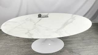 Calacatta White Marble Saarinen Tulip Dining Table marblefurniture naturalmarble marbletable [upl. by Anolahs]