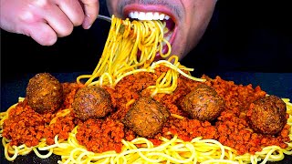 ASMR SPAGHETTI AND MEATBALLS SAUCE MUKBANG MAFIA RECIPE EATING BREAD BIG BITES NO TALKING SOUNDS [upl. by Moreland]