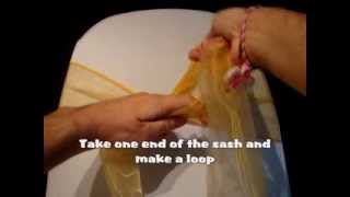 Video on How to tie an organza sash by Easy Hire Chair Covers [upl. by Ernaline570]