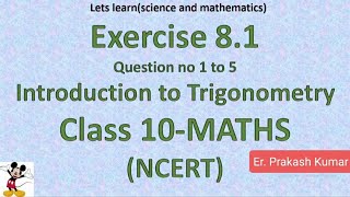 Exercise 81 class 10 maths solutionIntroduction to trigonometry Chapter 8 [upl. by Nilad]