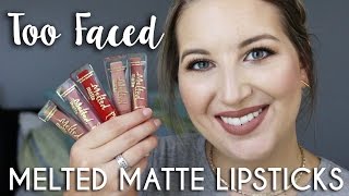 Too Faced Melted Matte Liquified Lipstick  Lip Swatch  Review [upl. by Laith]