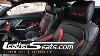 2016 Fireball Camaro SS Interior  Installing Replacement Leather Upholstery Kit  LeatherSeatscom [upl. by Besnard]