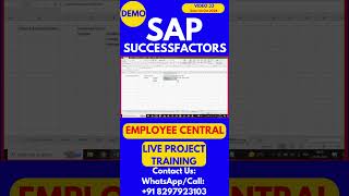 SAP SuccessFactors Employee Central Training Video 33 1 Oct 2024 sapsuccessfactorstraining [upl. by Ataliah]