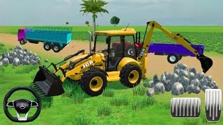 Drive JCB And Unloading Stone From Dumper Truck In Game 🔥 jcb dumper truck game [upl. by Reviere]