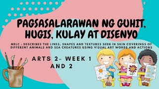 ARTS 2  QUARTER 2  WEEK 1 AT 2 Pagsasalarawan ng GUHIT HUGIS KULAY AT DISENYO [upl. by Pettiford200]