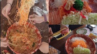 YU SHENG SALAD with SALMON  PROSPERITY TOSS  CHINESE LUNAR NEW YEAR in SINGAPORE [upl. by Valerian803]