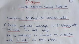 Error detection  Checksum Method [upl. by Celle]