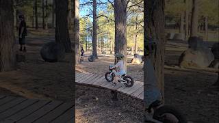 2 year old rides bike park mtb toddlers shorts [upl. by Reivilo]