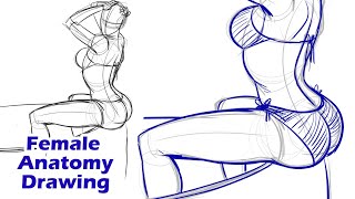 How to Draw Anatomy Female Pose drawing practice [upl. by Abramson334]