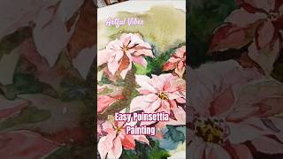 Easy Poinsettia Watercolor Painting watercolor artshorts ytshorts youtubeshorts trending viral [upl. by Florentia923]