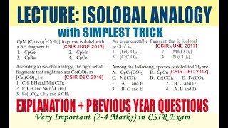 ISOLOBAL ANALOGY Simplest Trick  Solved Problems from Previous Years [upl. by Rothmuller242]