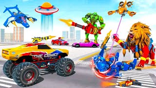 Monster Truck Crane Robot Car Transformation Simulator  Robot Car Transformation Gameplay [upl. by Atinehc977]