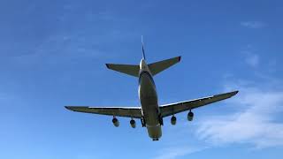 VolgaDnepr Antonov 124 RA82077 Landing at PDX [upl. by Burlie733]