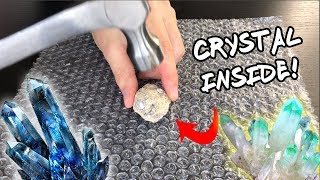 Smashing SPECIAL ROCKS with CRYSTALS INSIDE [upl. by Jeaz442]