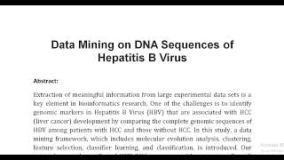 Data Mining on DNA Sequences of Hepatitis B Virus [upl. by Adimra]