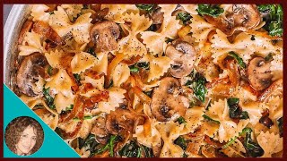 Creamy Mushroom And Spinach Pasta With Caramelised Onions  Mushroom And Spinach Farfalle [upl. by Hanid209]