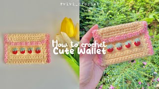 🍓 How To Crochet Strawberry Wallet  Card Holder  Cute and Easy 🍓 [upl. by Cassandra895]