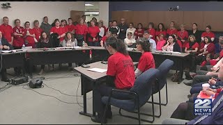 Longmeadow teachers show support at meeting over superintendents contract [upl. by Akerdal]