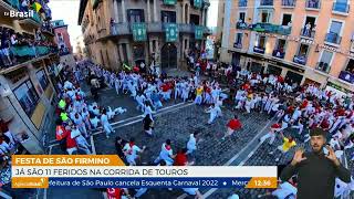 Espanha corrida de touros em Pamplona tem seis feridos [upl. by Laurel694]