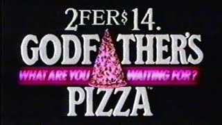 Godfathers Pizza Commercial Jan 31 1987 [upl. by Ainevul507]