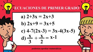 Ecuaciones de primer grado básicas con paréntesis y con fracciones [upl. by Hajidahk]