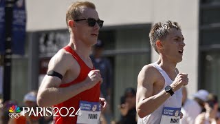 Training partners Mantz amp Young go to the line together to claim Team USA Olympic marathon spots [upl. by Hanahs]