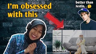 PEACHES  JUSTIN BIEBER ft Daniel Caesar Giveon Cover AINA ABDUL  REACTION [upl. by Ycrep]