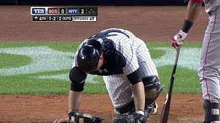 McCann gets hit below the belt by foul ball [upl. by Holds752]