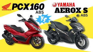 Honda PCX 160 ABS vs Yamaha AEROX S ABS  Side by Side Comparison  Specs amp Price  Philippines [upl. by Assirk201]