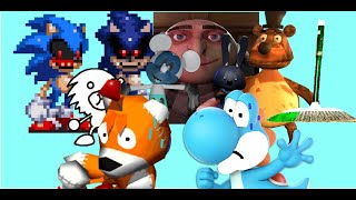 I play Garrys Mod but Tails Doll and Light Blue Yoshi are getting chase by npc [upl. by Attem]