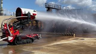 Super Vac Firefighting Robot Demos at Refinery [upl. by Narda319]