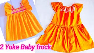 Very Easy and Beautiful 2 Yoke Baby Frock cutting and Stitching Tutorial for 12 year Baby Frock 💖 [upl. by Yessydo]