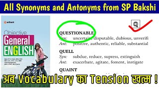 sp bakshi synonyms and antonyms  with Q  english vocabulary words I by binod sharma [upl. by Eisen]